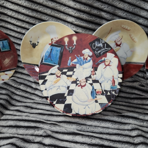 Fat Boy Chef Set of 4 Dessert plate porcelain home essentials and beyond - Picture 6 of 11